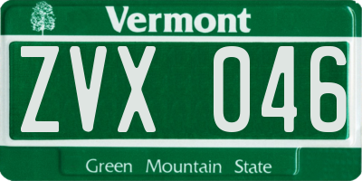 VT license plate ZVX046