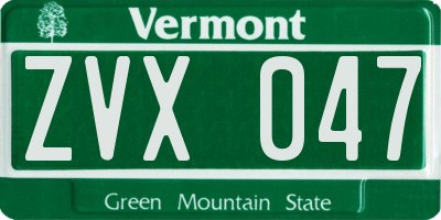 VT license plate ZVX047
