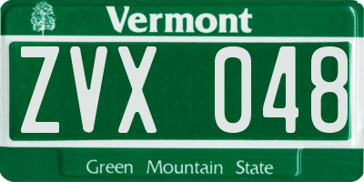 VT license plate ZVX048