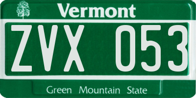 VT license plate ZVX053