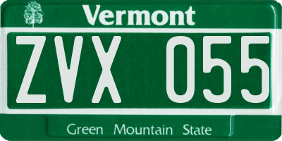 VT license plate ZVX055