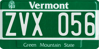 VT license plate ZVX056