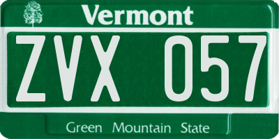 VT license plate ZVX057