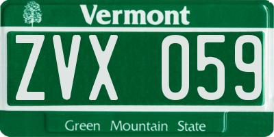 VT license plate ZVX059