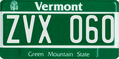 VT license plate ZVX060