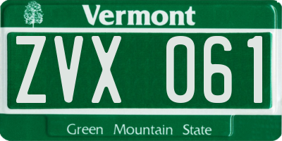 VT license plate ZVX061