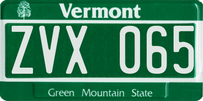 VT license plate ZVX065