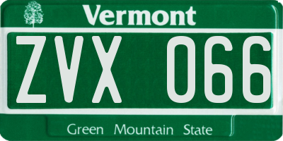 VT license plate ZVX066