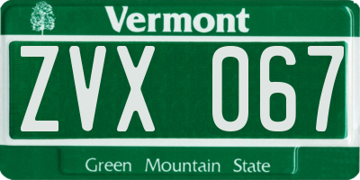 VT license plate ZVX067