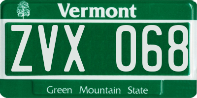 VT license plate ZVX068