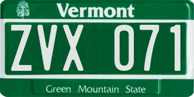 VT license plate ZVX071