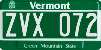 VT license plate ZVX072