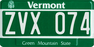 VT license plate ZVX074
