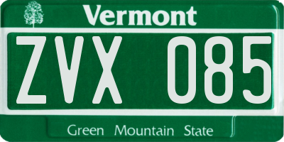 VT license plate ZVX085