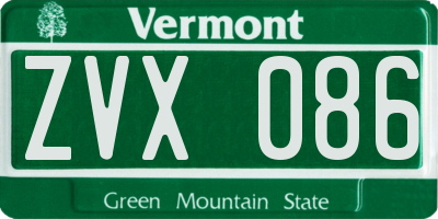VT license plate ZVX086