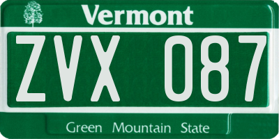 VT license plate ZVX087