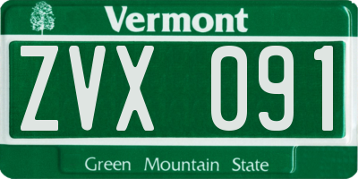 VT license plate ZVX091