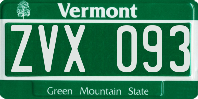 VT license plate ZVX093