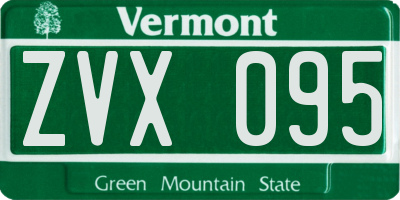 VT license plate ZVX095