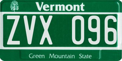VT license plate ZVX096