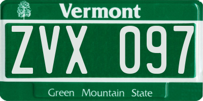 VT license plate ZVX097