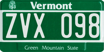 VT license plate ZVX098