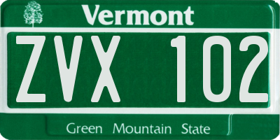VT license plate ZVX102