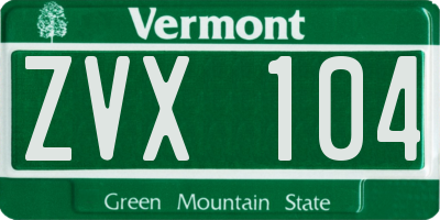 VT license plate ZVX104