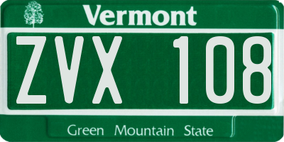 VT license plate ZVX108