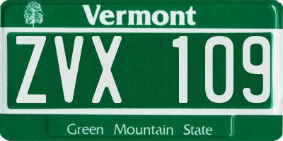 VT license plate ZVX109