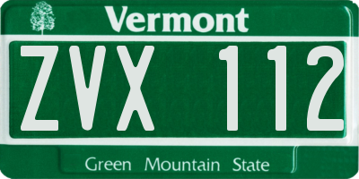 VT license plate ZVX112