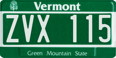 VT license plate ZVX115