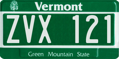 VT license plate ZVX121
