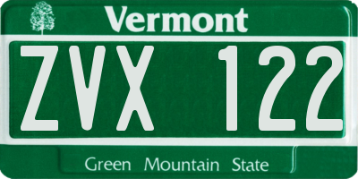 VT license plate ZVX122