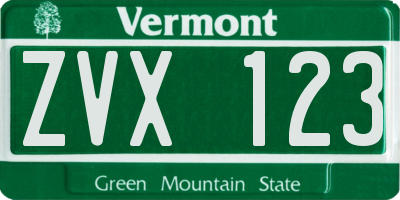 VT license plate ZVX123