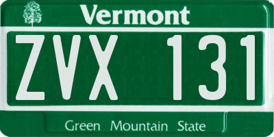 VT license plate ZVX131