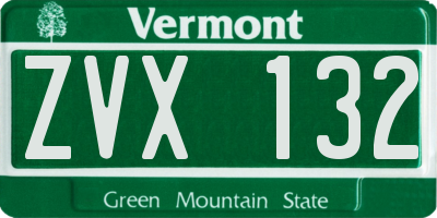 VT license plate ZVX132