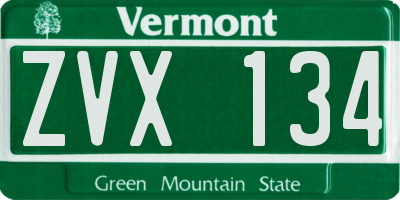 VT license plate ZVX134
