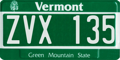 VT license plate ZVX135