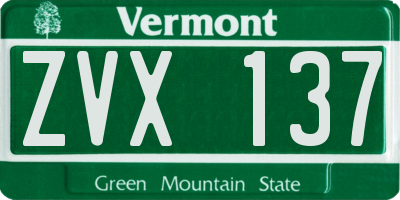VT license plate ZVX137