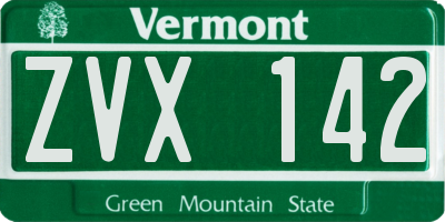 VT license plate ZVX142