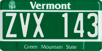 VT license plate ZVX143