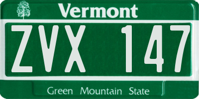 VT license plate ZVX147
