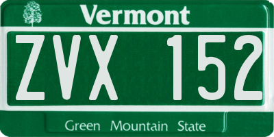 VT license plate ZVX152
