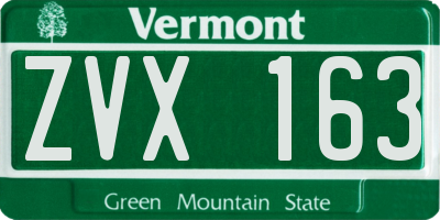 VT license plate ZVX163