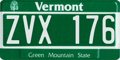 VT license plate ZVX176