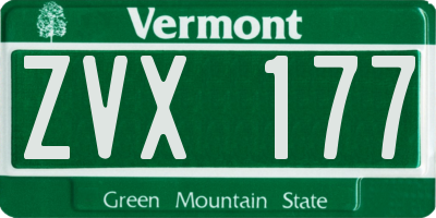 VT license plate ZVX177