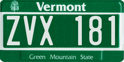 VT license plate ZVX181