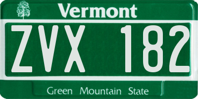VT license plate ZVX182