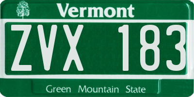 VT license plate ZVX183